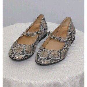 Dansko Sz 39 Lilly Grey Snake Mary Jane Ballet Flats Shoes Round Toe Comfort NWD